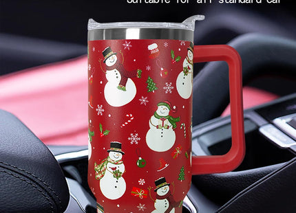 Ceovfoi 40 Oz Christmas Snowman Tumbler Coffee Travel Mug Cup with Handle, Snowman Decor, Christmas Gifts for Women