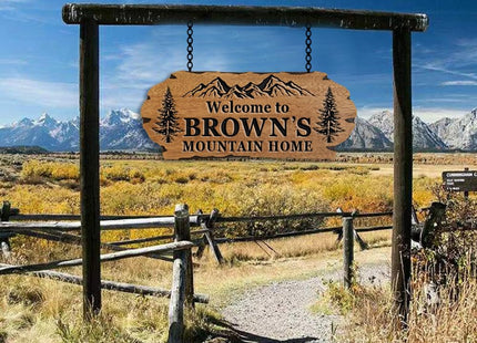 Personalized Cabin Sign - Rustic Wood Welcome Sign for Outdoor & Home Wall Decor - Customizable Farmhouse Decor, Backyard Sign & 3D Carving Wood Sign.3D carved decorative wooden plaques.