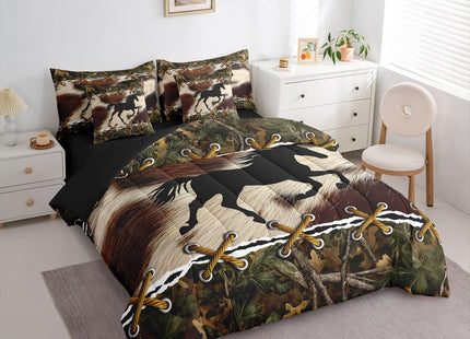 Erosebridal Camo Western Horse 7 Piece Comforter Set Full Bed in A Bag