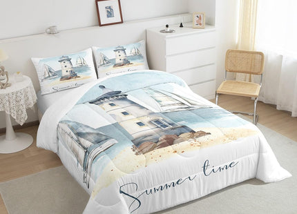 Erosebridal Nautical Sailboat Comforter Set Twin Size 2 Piece Bedding Set