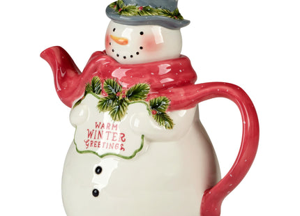 Snowman Greetings 3-D Holiday Teapot – Pour warmth and cheer into every gathering with this happy snowman teapot that brightens your winter table 34 oz