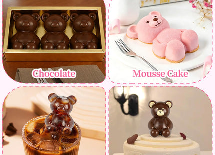 Bear Silicone Mold, 2 Pack Large Bear Chocolate Molds 16 Cavity
