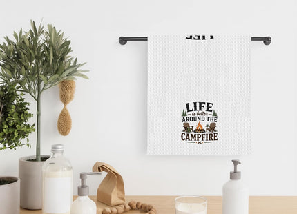 Elmsfell Camping Kitchen Towel 16x24, Life is Better Around the Campfire