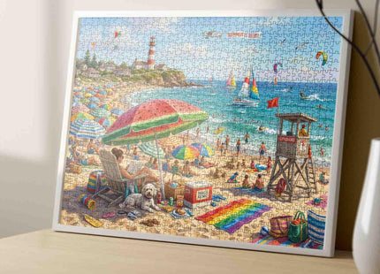 Summer Beach Jigsaw Puzzles for Adults 1000 Pieces Ocean Sailboat DIY Puzzles for Family Activity Games Lighthouse Coast Art Jigsaw Puzzles Home Wall Decor Craft Gifts 19.7 x 27.6 Inch
