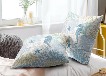 Giwawa Nautical Coastal Throw Pillow Covers 16X16 Inch Set of 2 Ocean Seahorse Decorative Pillow Cushion Cases for Sofa Couch Bedroom Home Decor