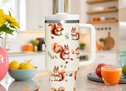 40 OZ Squirrel Tumbler with Handle.Squirrel Lover Cup Gift.40 OZ Unique Birthday Christmas Squirrel Tumblers Gifts for Women Men.