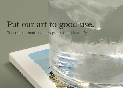 Lantern Press Portland Head Lighthouse, Maine, Line Drawing (Absorbent Ceramic Coaster, Single, Cork Back, Kitchen Table Decor)