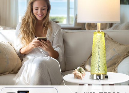 26" Tall Coastal Table Lamps for Living Room, Bedside Lamp for Nightstand