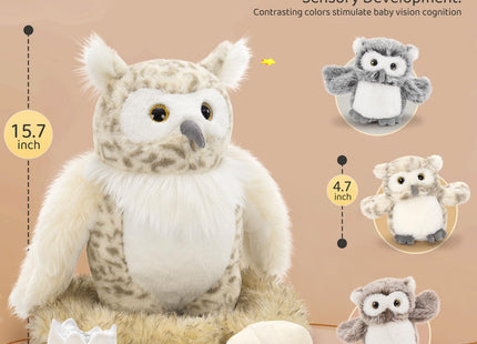 MorisMos 7Pcs Owl Plush Set, 15 Inch Mommy Owl with Babies, Eggs and Nest