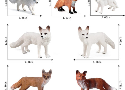 RCOMG 7PCS Fox Toy Figures, Plastic Forest Animals Fox Figurines Set Include Arctic Fox & Red Foxes Toys, Cake Topper Party Favor Gift for Kids Children Toddlers