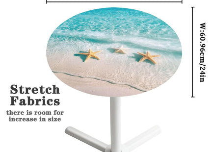 Garucesta Round Tablecloth 24'' Diameter Cocktail Table Topper Cap Cover Washable Round Stretch Highboy Table Covers Cloths with Elastic Edge for Home Decor, Starfish Beach