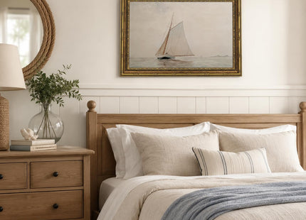Vintage Gold Framed Sailboat Canvas Wall Art