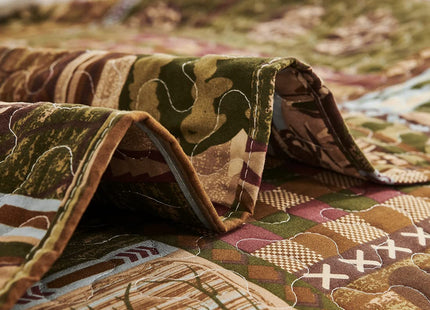 Oliven Cabin Bedding Quilt Twin Size Lodge Patchwork Quilt Set Rustic Bedspread Forest Huts Bear Duck Pine Cone Coverlet Summer Lightweight Plaid Bed Cover Pillow Shams