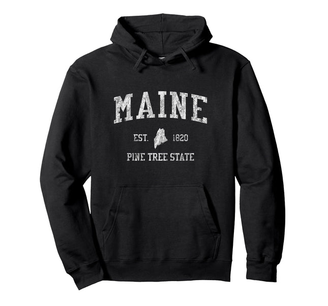 Maine Hoodie Vintage Sports Design (Unisex) Pullover Hoodie