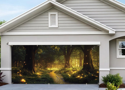 ANNA QUEEN Misty Forest Garage Door Banner 6 x 13FT,Outdoor Garage Decoration for Parties Home Decor
