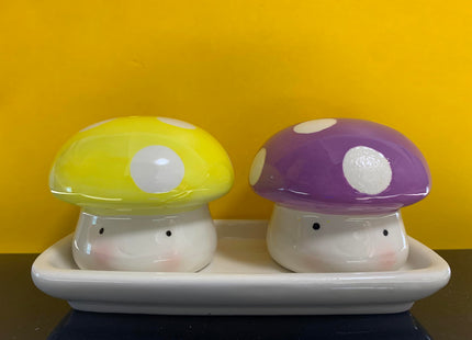 Ceramic 3D Mushroom-shaped Pattern DIY Salt and Pepper Seasoning Set - Stylish and Functional Tableware for Kitchen and Dining - Surprise Gift (Mushroom)