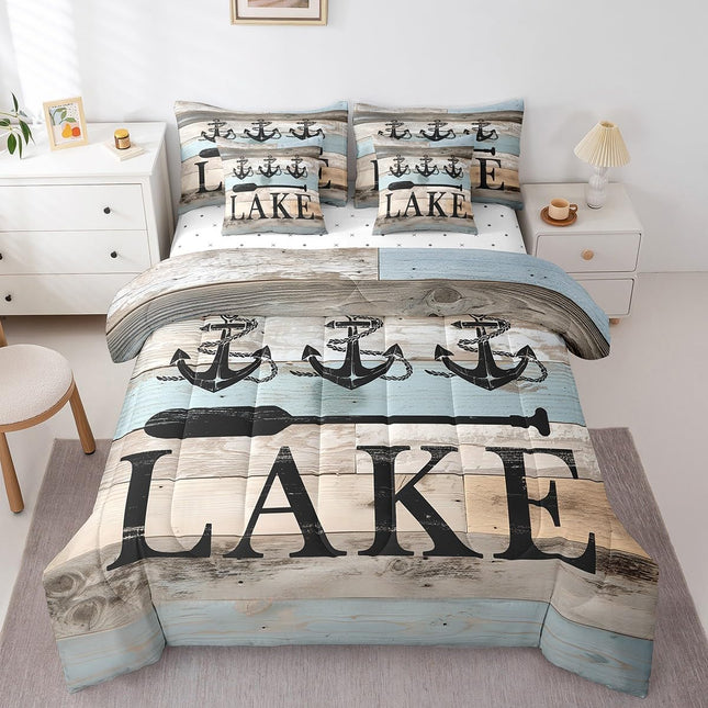 Erosebridal Lake Themed Bed in A Bag,Lake House Comforter Set Camper Twin