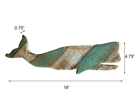 GAPLUM Nautical Wood Hanging Whale Wall Decor, Rustic Whale Wall Hanging Ornament Beach Nautical Coastal Decor for Home, Sea Shore Ocean Beach Lake House Decoration, Wooden Whale Wall Sculpture 16''L
