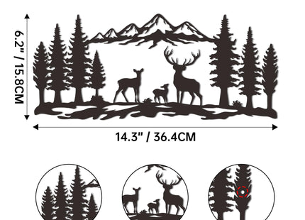 Slickss Deer Wall Art, Mountain Forest Metal Decor for Cabin Lodge