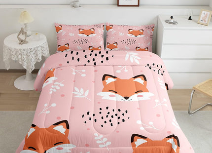 Feelyou Cartoon Fox Bedding Set Cute Fox Printed Comforter Set Nature