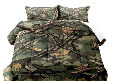 LUVIVIHOME 3PCS Green Camo Comforter Set Queen Size, Rustic Camouflage Bedding Quilt Country Farmhouse Forest Man Cave Bedroom Decor, Hunting Gifts for Men Husband Boyfriend Boys, 2 Pillow Shams