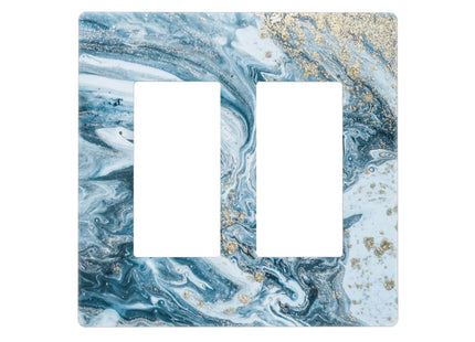 Coral Starfish Shells Seashell 2 Gang Double Rocker/Decora Light Switch Cover Decorative Outlet Wall Plate Electrical Faceplate Home Family Art Decor Screwless