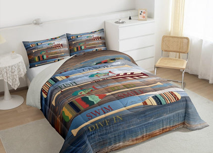 Erosebridal Lake Paddle Decor Comforter Set Lake House Boating Set