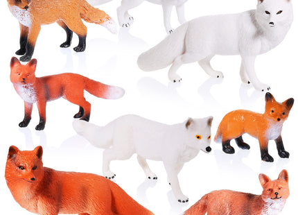 Chalyna 8 Pcs Fox Animal Figures Set Realistic Red Arctic Fox Toys