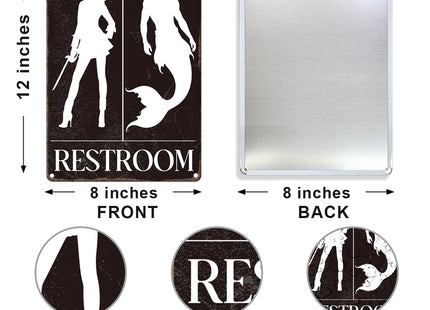 UBIMKW Restroom Metal Tin,Mermaid Nautical Pirate Sign