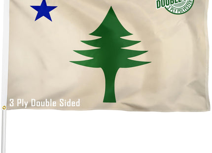 XIFAN Double Sided Original Maine 1901-1909 State Flag 3x5 ft, Heavy Duty 3 Ply Durable Polyester, ME Flag with Vibrant Print/4 Rows Hemming/Brass Grommets for Indoor Outdoor Decor