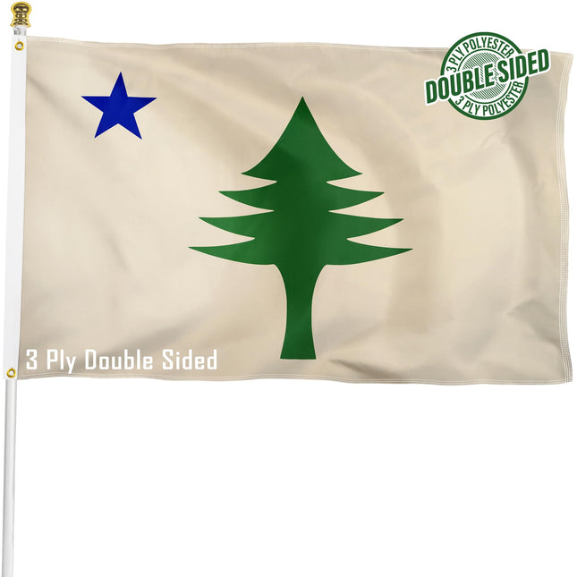 XIFAN Double Sided Original Maine 1901-1909 State Flag 3x5 ft, Heavy Duty 3 Ply Durable Polyester, ME Flag with Vibrant Print/4 Rows Hemming/Brass Grommets for Indoor Outdoor Decor