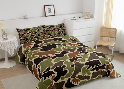 Feelyou Camo Bear Hunting Comforter Set Toddler Size Kids Boys Girls