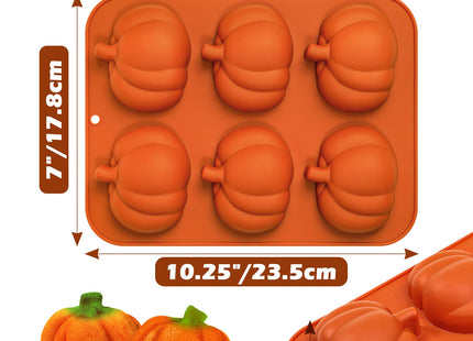 Kamehame Pumpkin Cake Molds, 2pcs Silicone Pumpkin Cake Pan 6-Cavity Fall Silicone Mold Thanksgiving Candy Mold for Baking Cupcake Chocolate