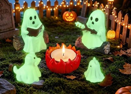 JULEASEL Glow in the Dark Ghost Storytelling Campfire Set, Halloween Decor