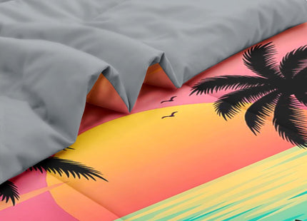 Pamnest Queen Comforter Set with Sheets, 7 Pieces Beach Sunset Bedding
