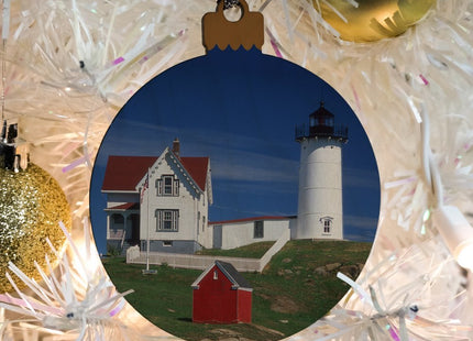 Nubble Lighthouse Maine ME Wood Christmas Tree Holiday Ornament