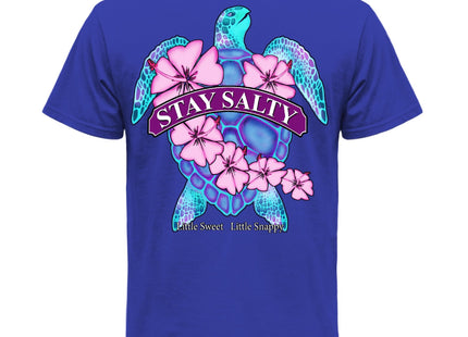Southern Attitude Stay Salty Flower Turtle Sea Turtle Royal Blue T-Shirt