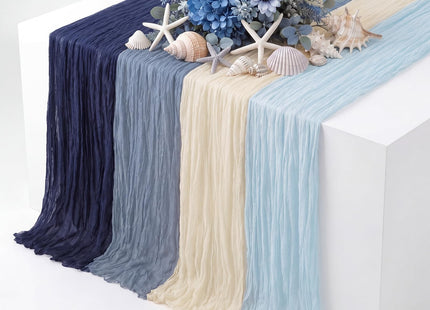 Moukeren 4 Pack Navy Blue Cheesecloth Table Runner Coastal Party Decor
