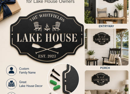 Custom Lake House Welcome Sign,Personalized Metal Lake House Signs,Lake House Decor,Personalized Metal Sign,Custom Outdoor Decor