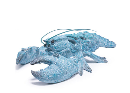 Hodao 12.25“ Blue Coral Lobster Figurine Decor for Coastal Home Decor, Ocean Inspired Resin Figurine for Wall, Nautical Beach Bathroom Wall Hanging, Summer Coastal Home, Office Desk Gift