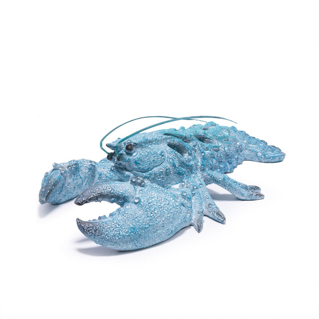 Hodao 12.25“ Blue Coral Lobster Figurine Decor for Coastal Home Decor, Ocean Inspired Resin Figurine for Wall, Nautical Beach Bathroom Wall Hanging, Summer Coastal Home, Office Desk Gift