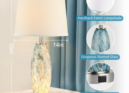 Lovlast 29" Tall Coastal Glass Table Lamps Set of 2 for Bedroom Living Room