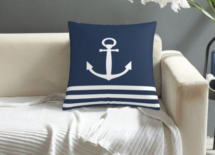 VARUN Anchor Throw Pillow Covers Dark Blue Anchor Sea Ship Blue and White Stripes Square Pillowcases for Home Decor Sofa Car Bedroom Pillow case 18x18inch