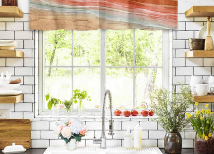 RisQiten Burnt Orange Ombre Coastal Valances for Windows, Summer Nautical Beach Kitchen Curtains Window Treatment Decor, Ocean Seaside Rod Pocket Short Window Valances for Living Room/Bedroom 54"x18"