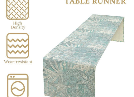 Nautical Table Runner Beach Sea Starfish Coral Art Printed Runner for Home Kitchen Dining Table Living Room Decor Fabric 1 Panel W13xL36in