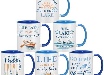 Didaey 6 Pcs Lake House Coffee Mugs Lake Life Gifts Ceramic Cup 12 oz