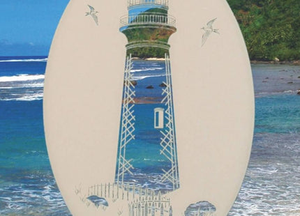 Lighthouse Oval Etched Window Decal Vinyl Glass Cling - 8" x 12" - White with Clear Design Elements