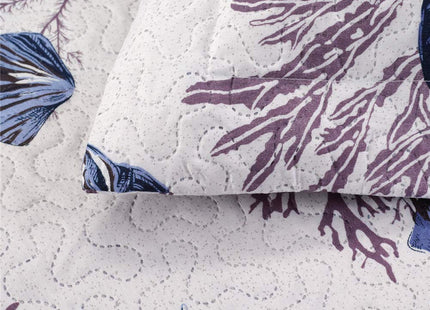 Coastal Ocean Quilt Set - King Size Bedspread & Coverlet, Lightweight Reversible Quilt, Starfish Shell Conch Home Decor
