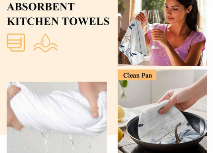 Fall Kitchen Towels Orange Blue Pumpkin Thanksgiving Hand Towels Autumn Leaves Dish Towel Cleaning Cloth Soft Absorbent Quick Drying 2 Pack Dish Cloths for Kitchen, Bathroom Autumn Decoration