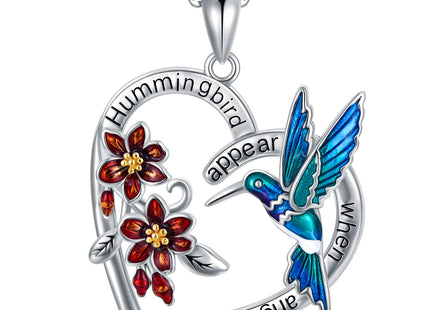 LONAGO Hummingbird Necklace Hummingbird Heart Pendant Necklace 925 Sterling Silver Hummingbirds Necklaces Gifts for Women